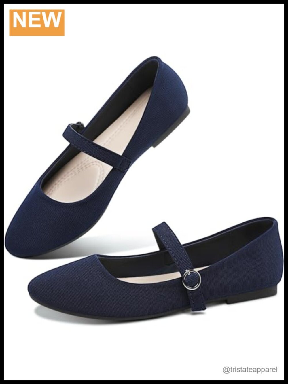 Mary Jane Flat Shoes Round Toe Ballet Flats Fabric Business Comfortable Strap